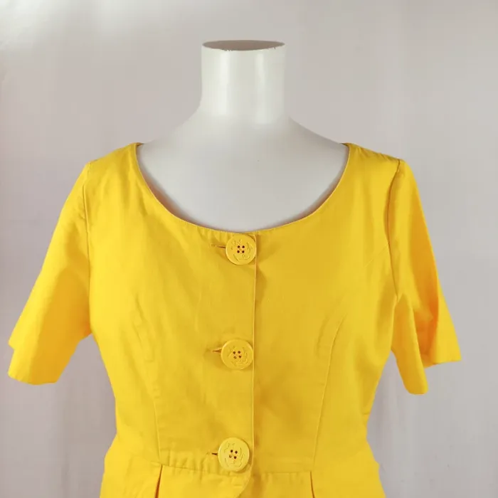 Blouse jaune boutonnée Jousse Executive – col carré, taille 40, 100 % coton A949 - photo numéro 2