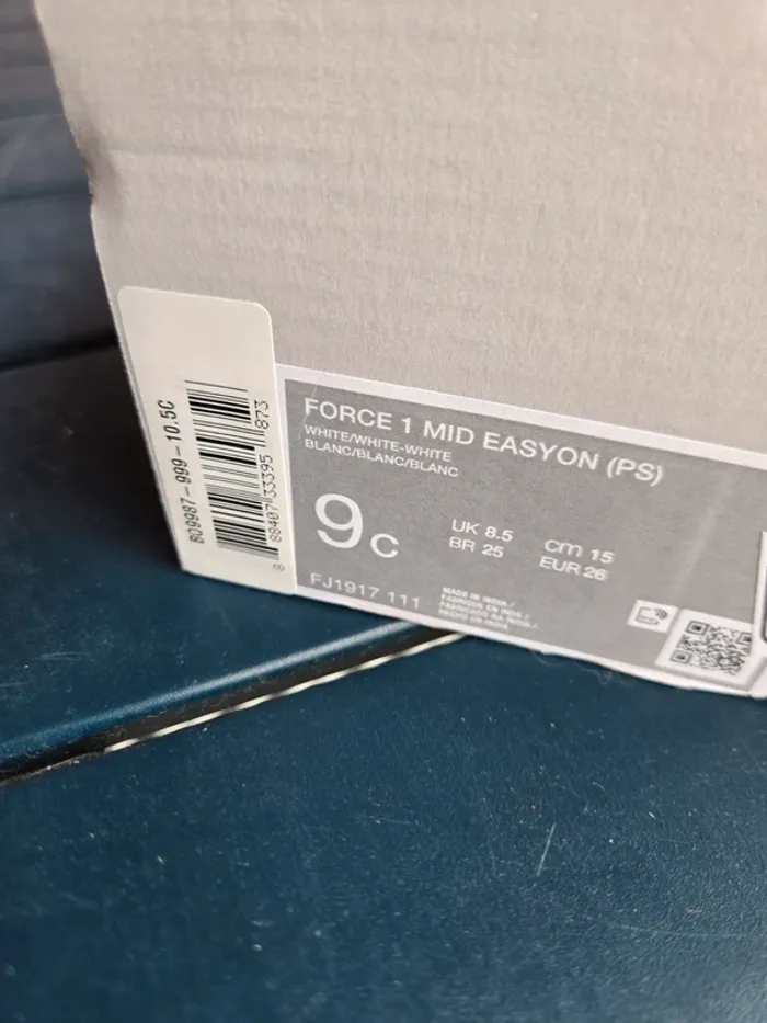 Nike force 1 mid easyon blanche taille 26 neuves - photo numéro 10