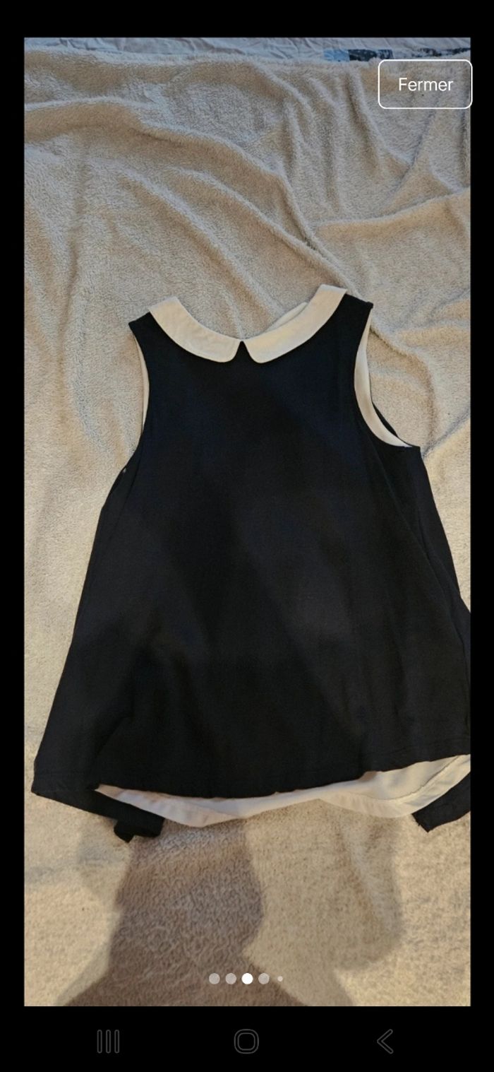 Haut sans manches Pimkie bleu marine col Claudine coton – Taille M - photo numéro 3