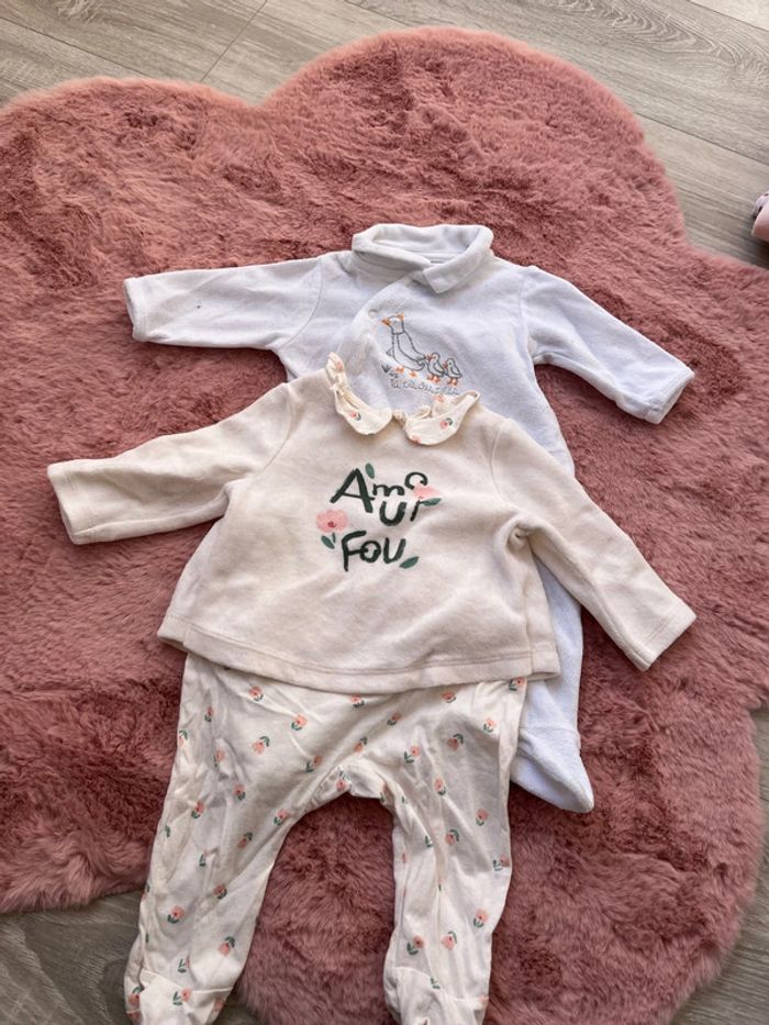 Lot 2 Pyjama velours bébé fille 3 mois