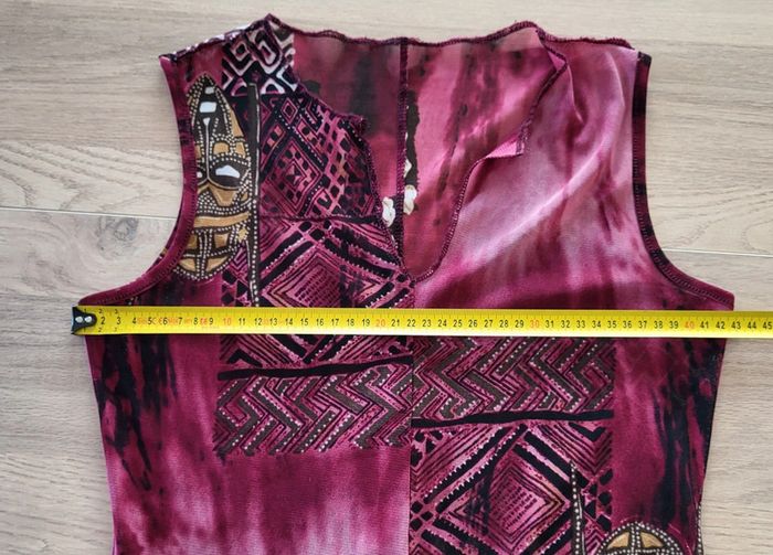 Débardeur bordeaux rose motifs africains Taille 34 - photo numéro 7