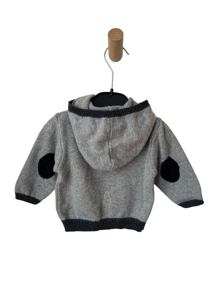 Pull chaud gris à capuche (contient de la laine) - Jacadi 6 mois - photo numéro 3