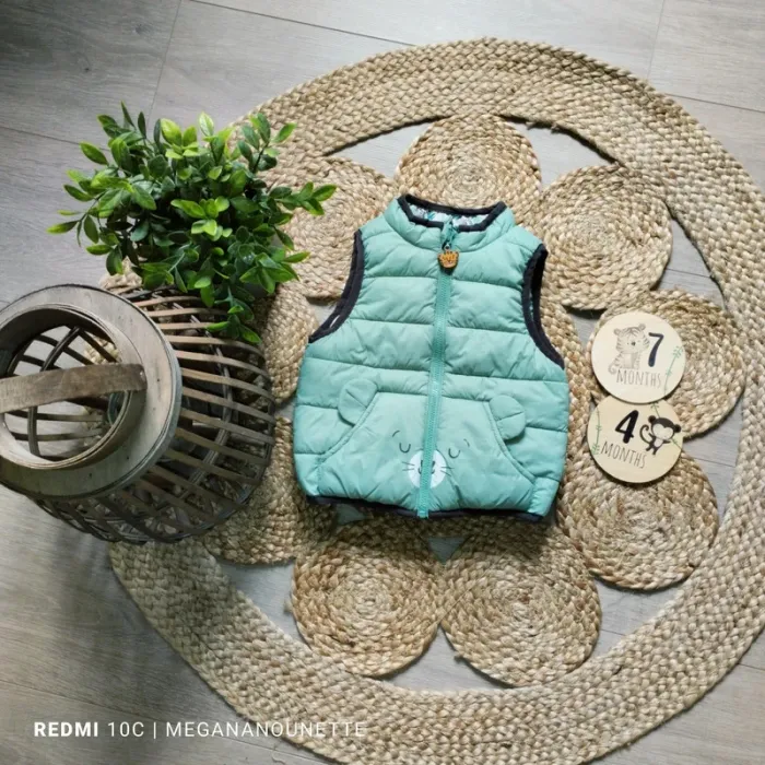 🧸 Doudoune sans manches réversible – Taille 74 cm 9-12 mois 🌿🐻 - photo numéro 2