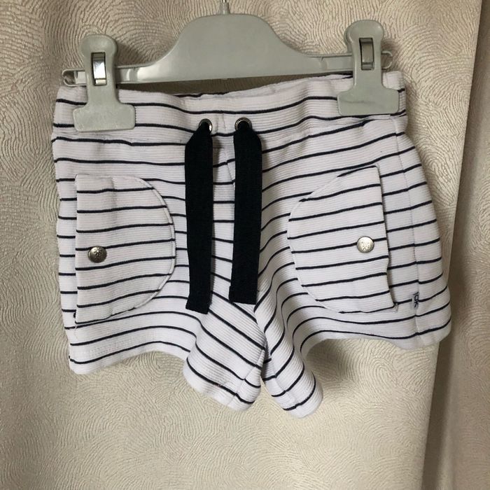 Short jersey blanc rayé marine 3 ans Okaidi
