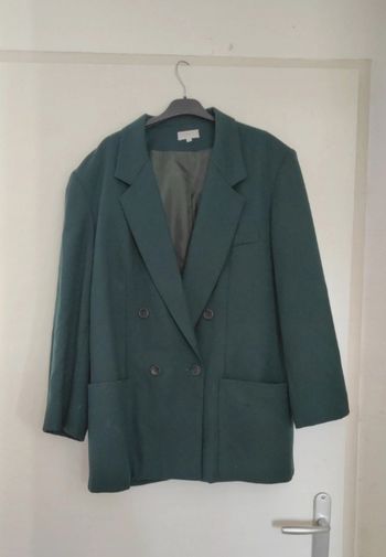 Costume Gérard Darel ex aequo vert sapin veste blaser et jupe vintage
