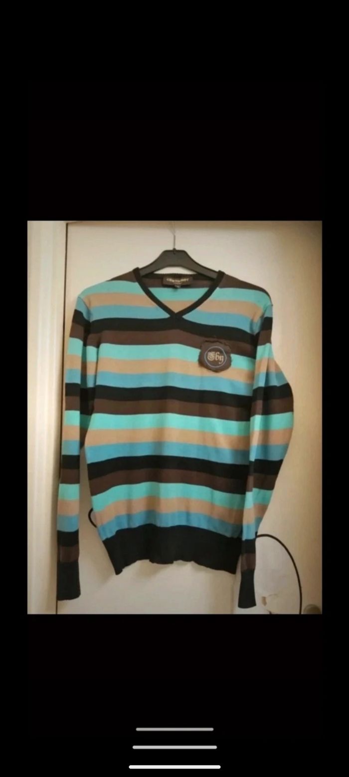 Beau pull vintage Crossby collection à rayures. Taille M
