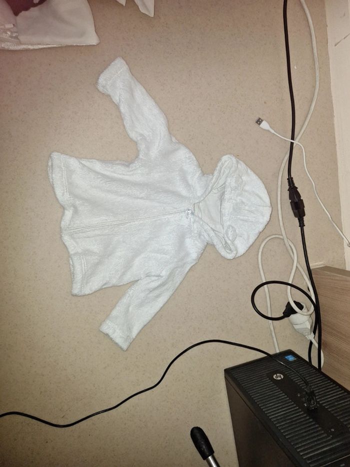 Gilet tout doux blanc uni 1ans