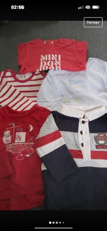 Lot de 5 tee shirt manches longues taille 6 mois