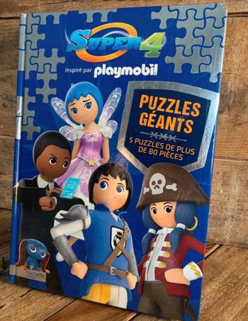 Livre puzzles - playmobil - super 4 - 5 puzzles playmo