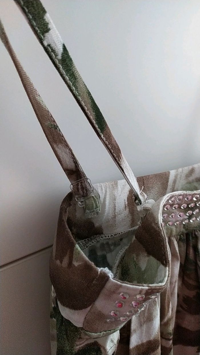 Top bustier M vert marron bon prix strass - photo numéro 2