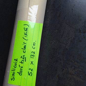 Coupon simili cuir beige très clair, effet irisé doré clair 