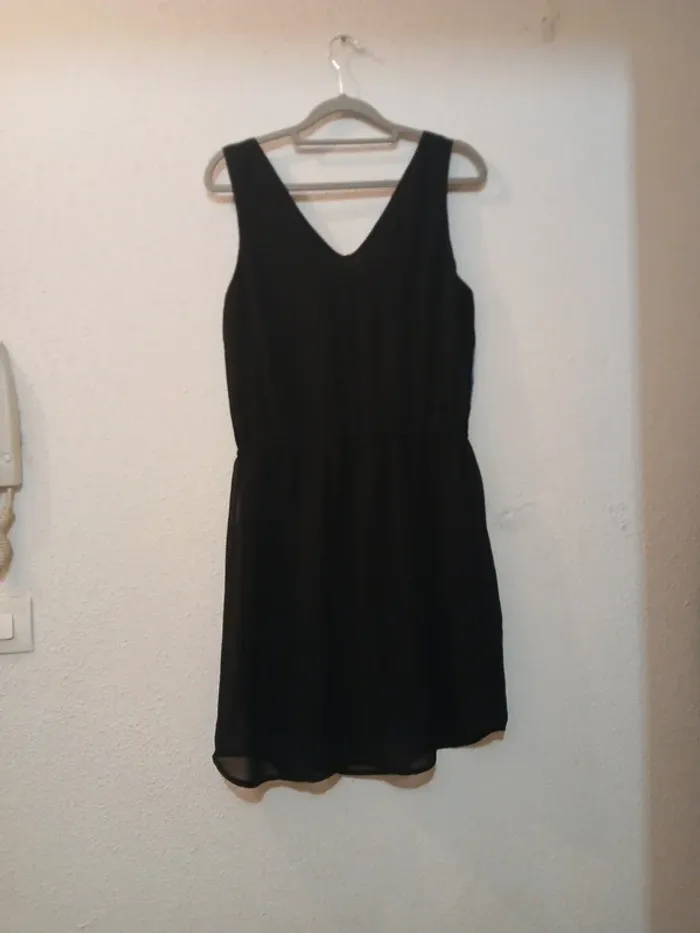 Robe noir fleuris doublée " Black tape " taille s - photo numéro 4