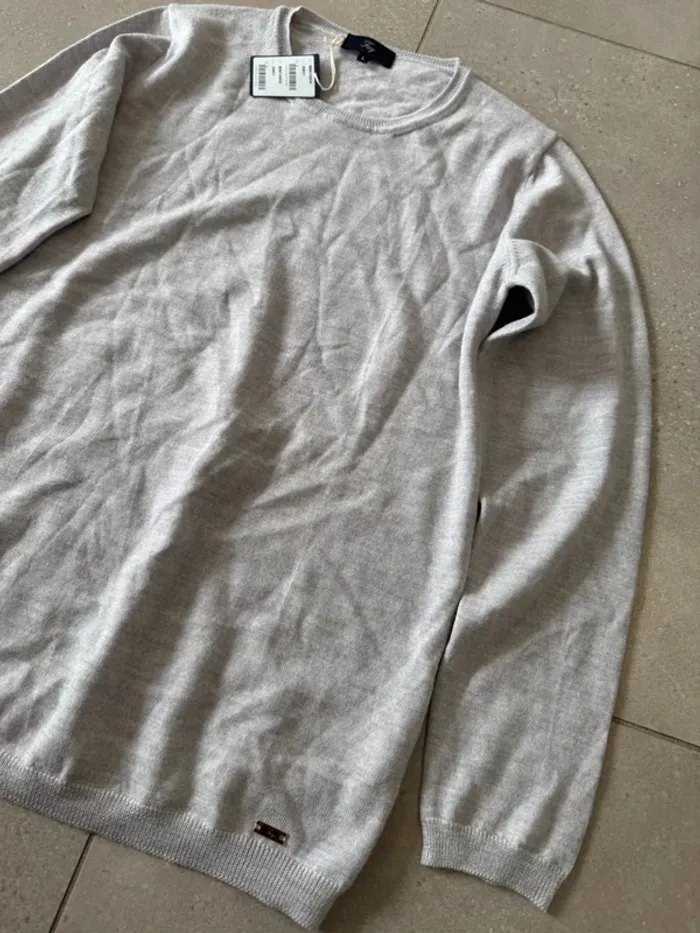 Haut manches longues gris Fay en laine vierge, taille L, neuf avec étiquette, - photo numéro 2