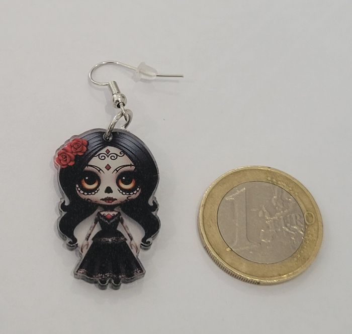 BOUCLES D'OREILLES POUPEE SANTA MUERTE HALLOWEEN ! NEUVE ! MODELE 6 - photo numéro 3