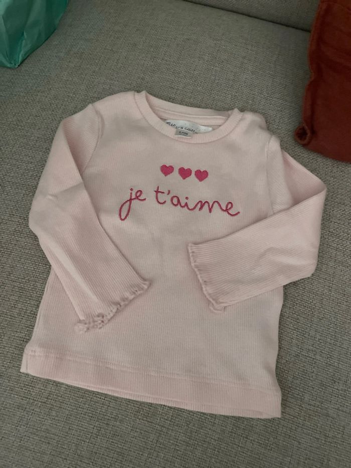 Tee shirt manche longue mes petits cailloux 3 mois
