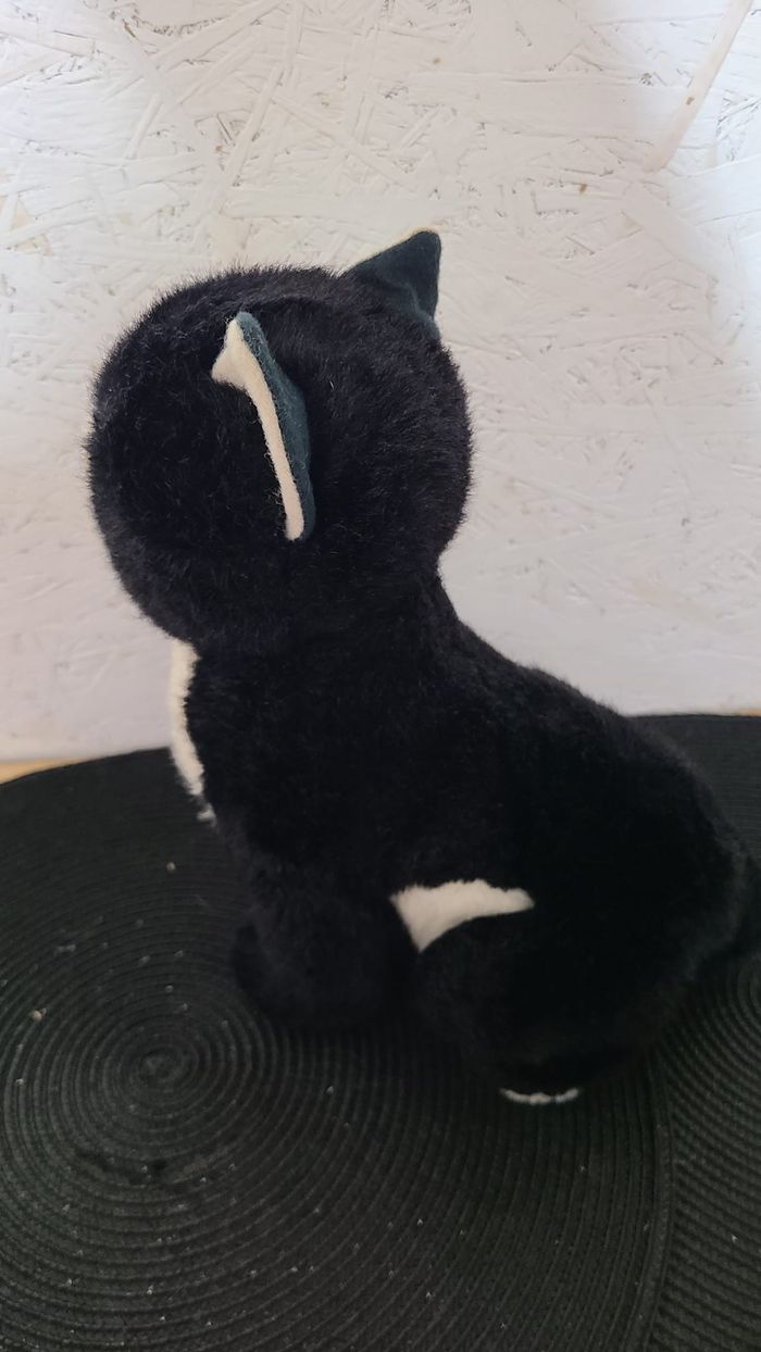 peluche chat noir et blanc marque nounours vintage - photo numéro 5