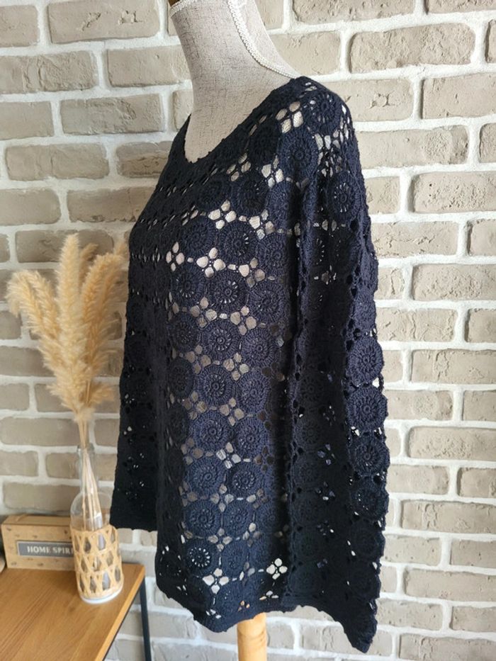 Beau pull en crochet noir Laura Ashley - Bohème chic - photo numéro 7