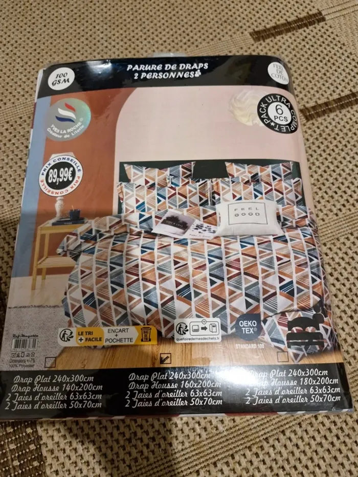 Parure draps 160x200 neuves 6 pièces