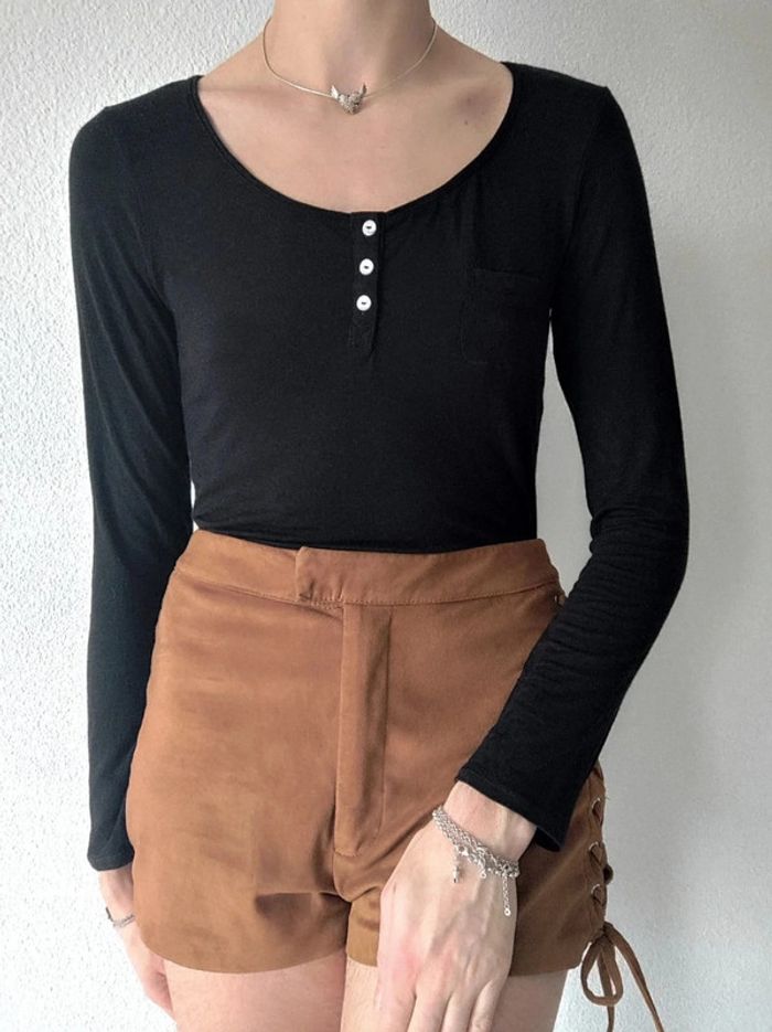 Tee-shirt Noir drapeau gris y2k / Banana Moon - 36/S à 38/M - photo numéro 4