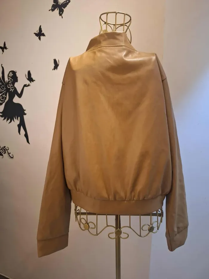 Veste en simili cuir marron clair - Made in italy - photo numéro 3