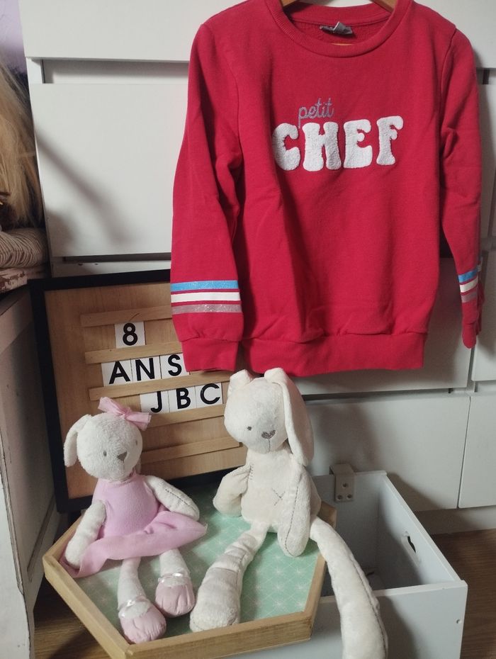Pull sweat rouge jbc 8ans fille - photo numéro 2