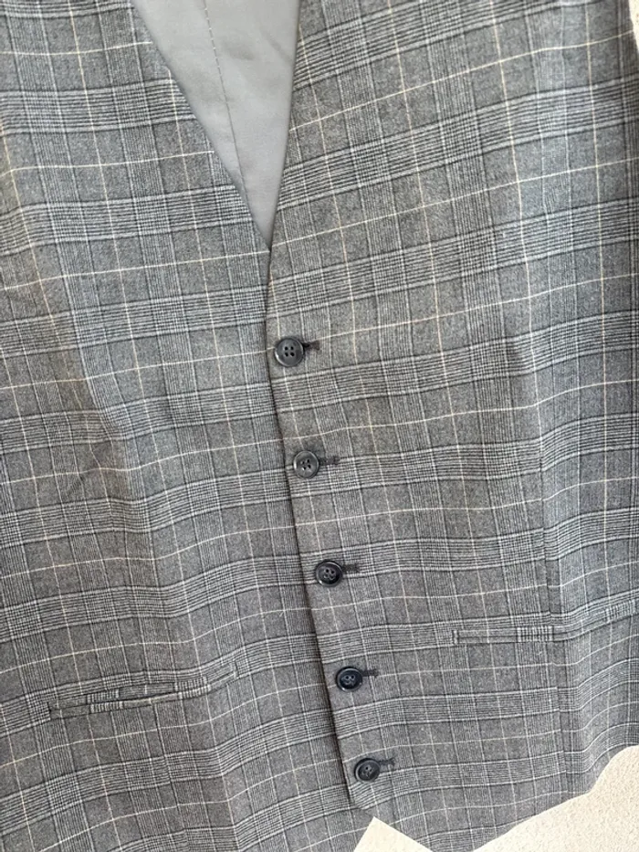 Gilet de costume gris foncé à carreaux taille 50/52 ODB - photo numéro 3