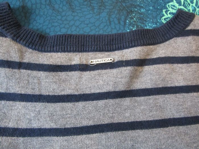 Pull Femme col rond Nautica 100% coton Taille M 38 Gris Bleu (P112) - photo numéro 5