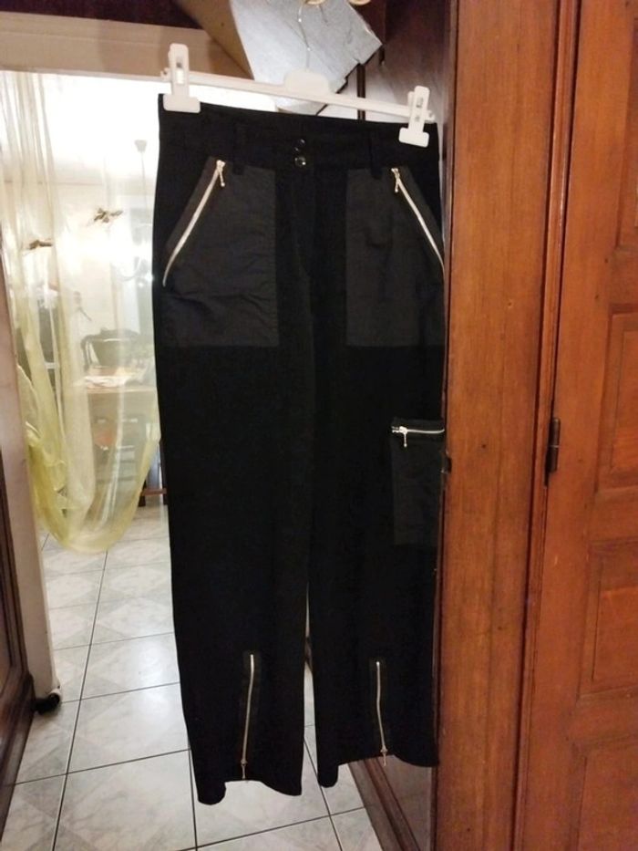 Pantalon droit noir patchwork vintage S/36 y2k