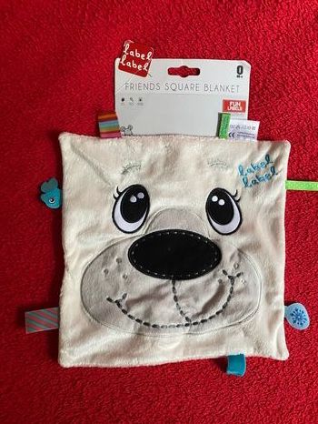 Label label doudou plat chien noir Ecru étiquettes sensorielles ne