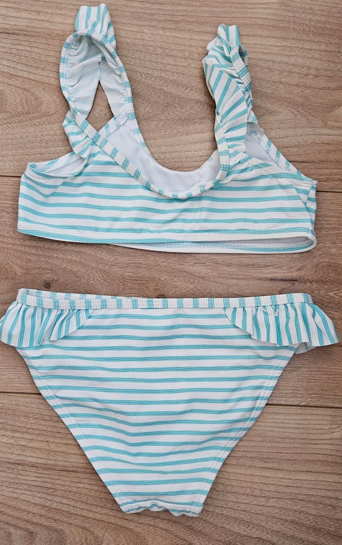 Maillot de bain fille rayé blanc et vert - Taille 8 - photo numéro 2