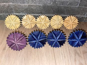 Lot 9 Boutons Poignées de porte Country Corner Flocon Résine beige bleu Comme neuf