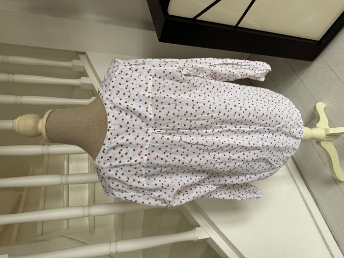 Blouse manches 3/4 Camaieu blanche et motifs marrons - photo numéro 4