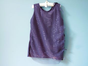T-shirt femme M 38 morgan sequin violet lien à nouer effet rock TBE