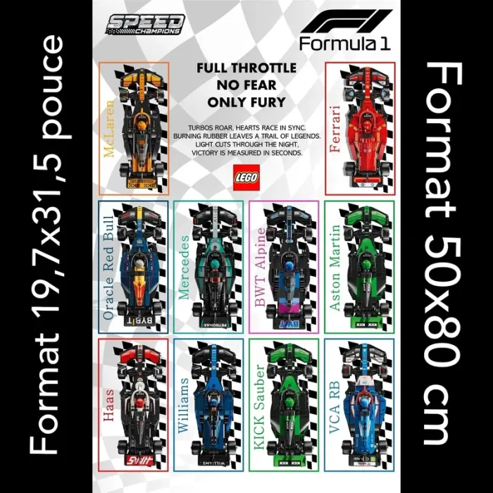 Affiche LEGO Speed Champions – Édition F1 2024 Full Throttle No Fear, Only Fury