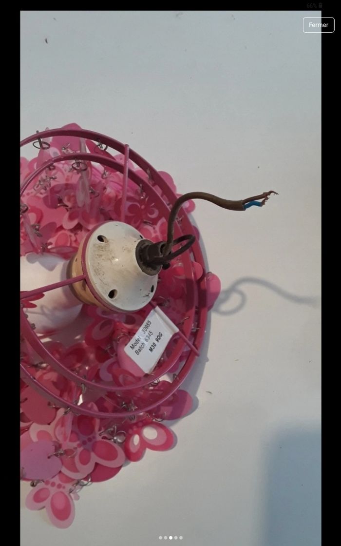 Suspension rose coeur papillon - photo numéro 3