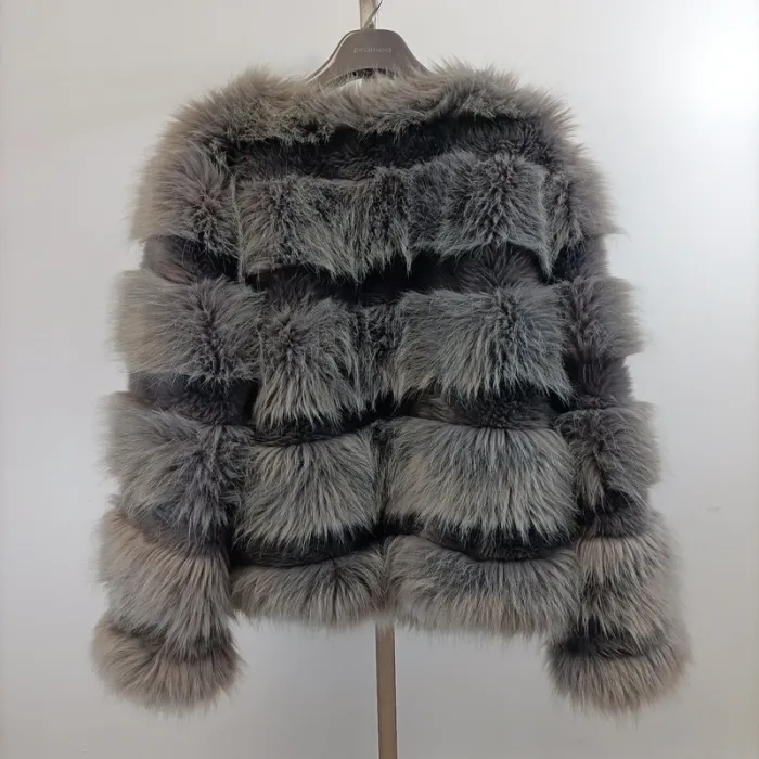 Veste fourrure, 40 M/L Manteau court fourrure synthétique - gris - Soirée - photo numéro 2