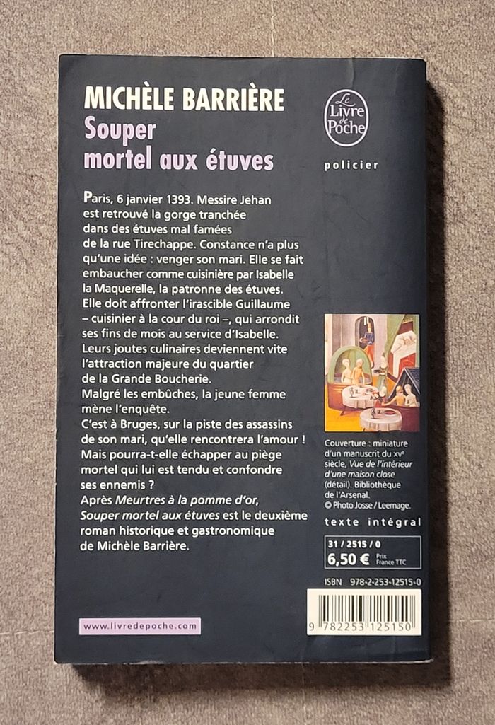 Souper Mortel Aux Étuves - Roman Noir Et Gastronomique À Paris Au Moyen Age Michèle Barrière - photo numéro 2