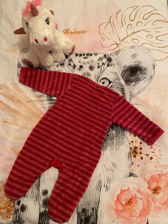 Pyjama velours, taille 3 mois, marque Tissaia. - photo numéro 4