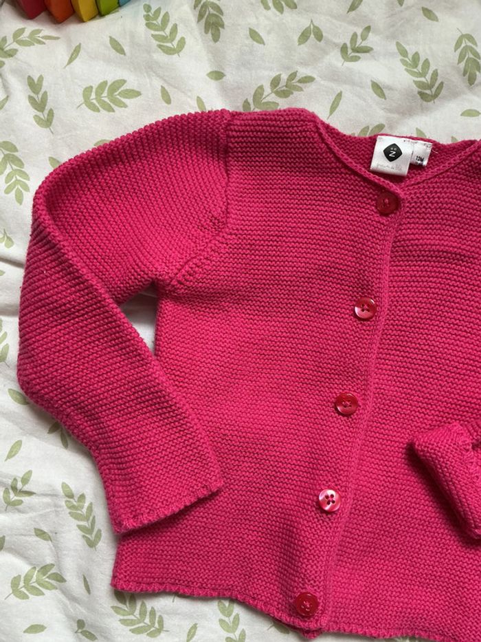 gilet chaud rose grain de blé 12 mois - photo numéro 5