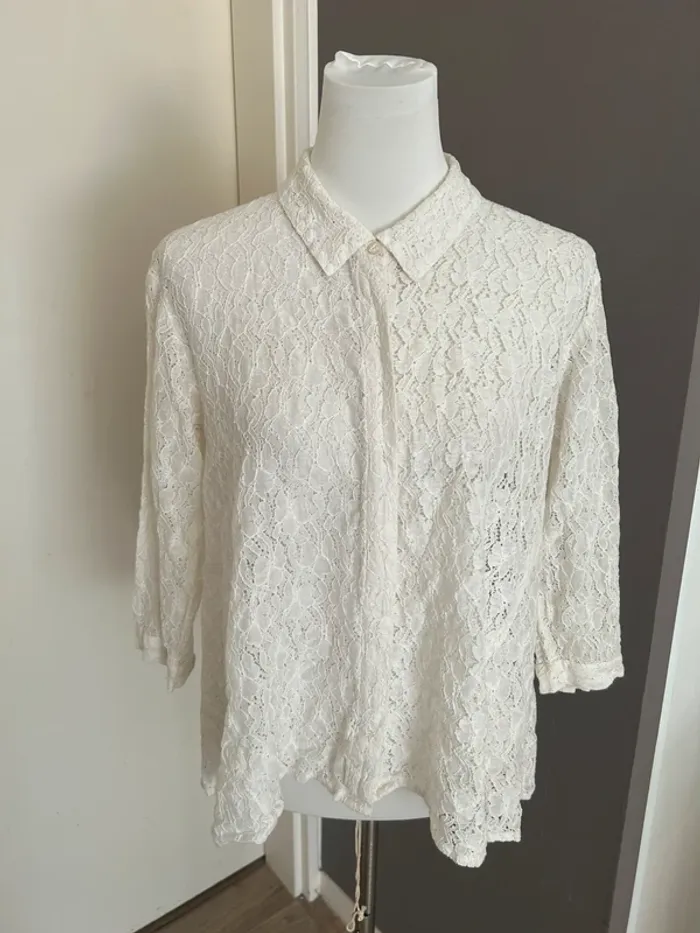Masai chemise cardigan dentelle écru bohème chic été