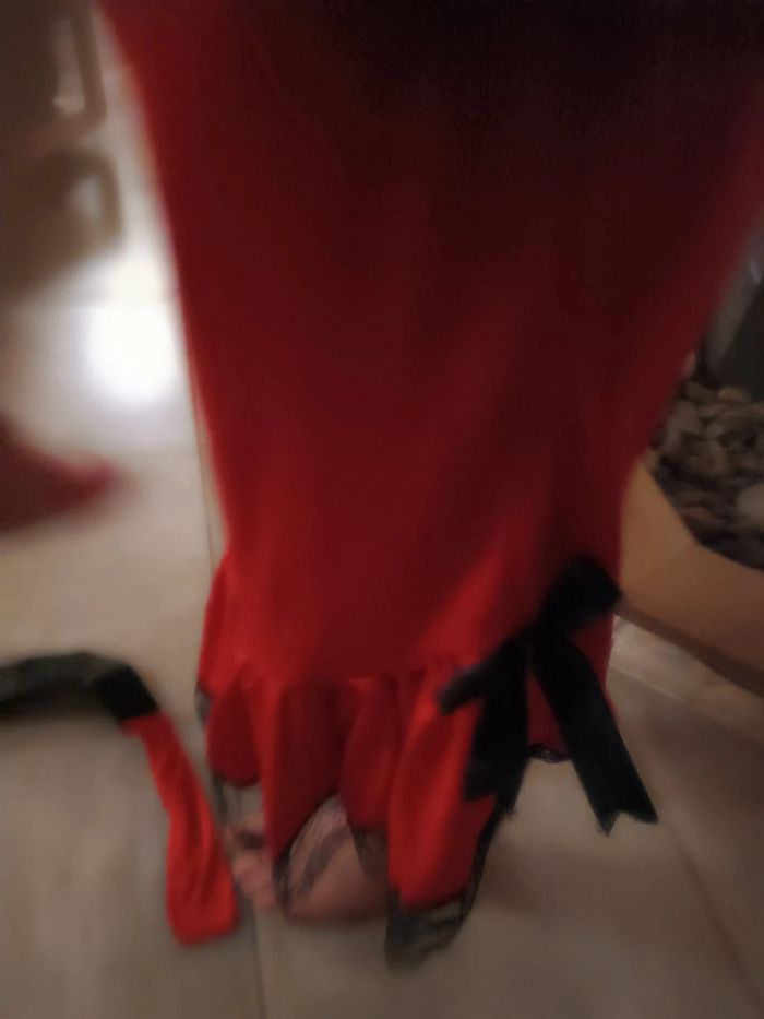 Déguisement costume robe rouge red Flamingo espagnol noir black chapeau cap dress Scarlet victorien - photo numéro 12