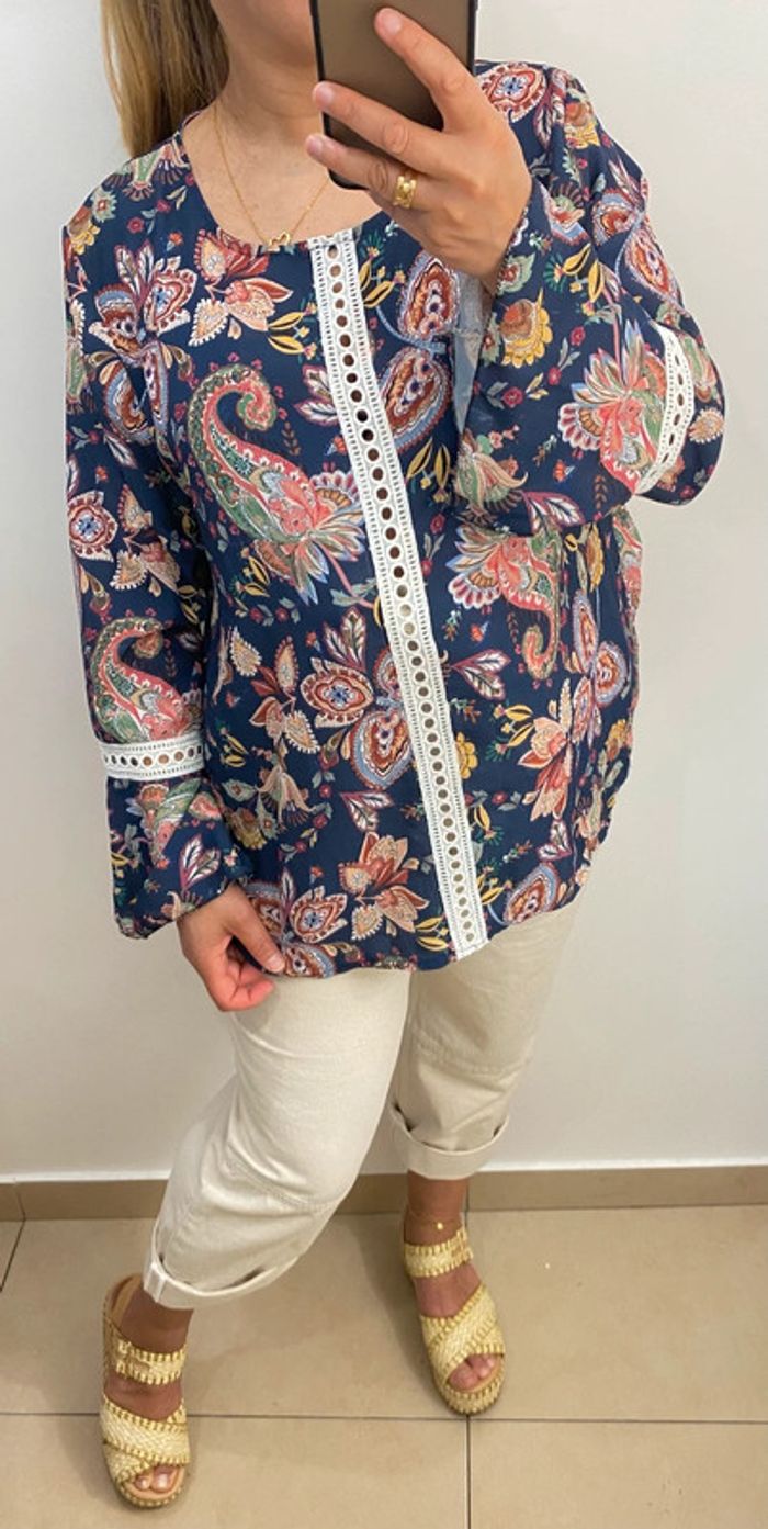 Blouse bohème imprimée Taille L - photo numéro 3