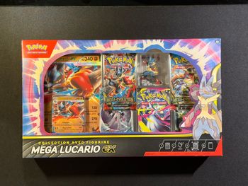 🔥 Coffret Collection avec Figurine Méga-Lucario ex – Scellé Neuf – 5 Boosters 🔥