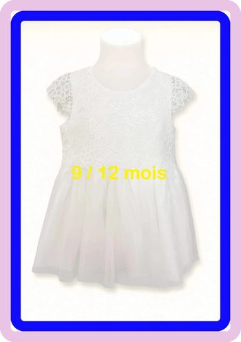 Robe de baptême / Robe de cérémonie en dentelle avec tulle blanc / crème Primark Taille 9 / 12 mois