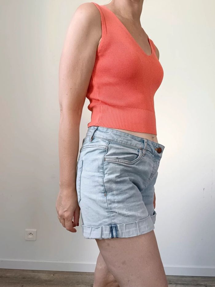 NewCollection Débardeur court côtelé corail – Taille 36/38 – Neuf avec étiquettes - photo numéro 6