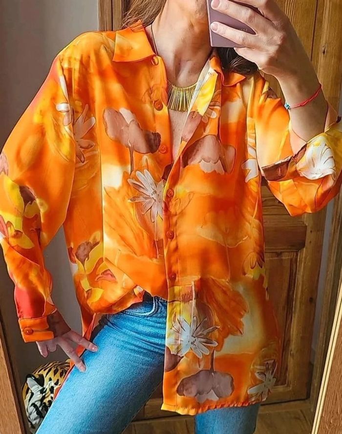 Chemise vintage motif fleuri fluide