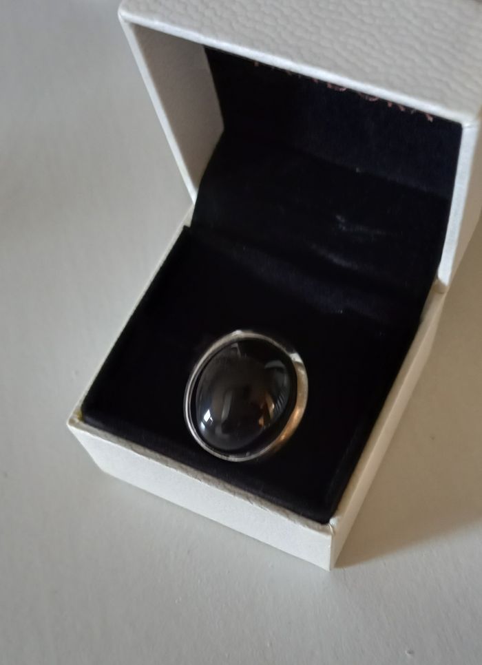 Bague argent pierre noire