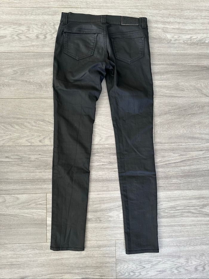 Jean denim skinny slim huilé noir en cuir Diesel T26 36 S - photo numéro 5
