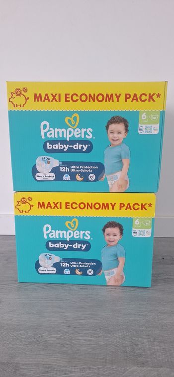 2 paquets de couches pampers taille 6 neuf