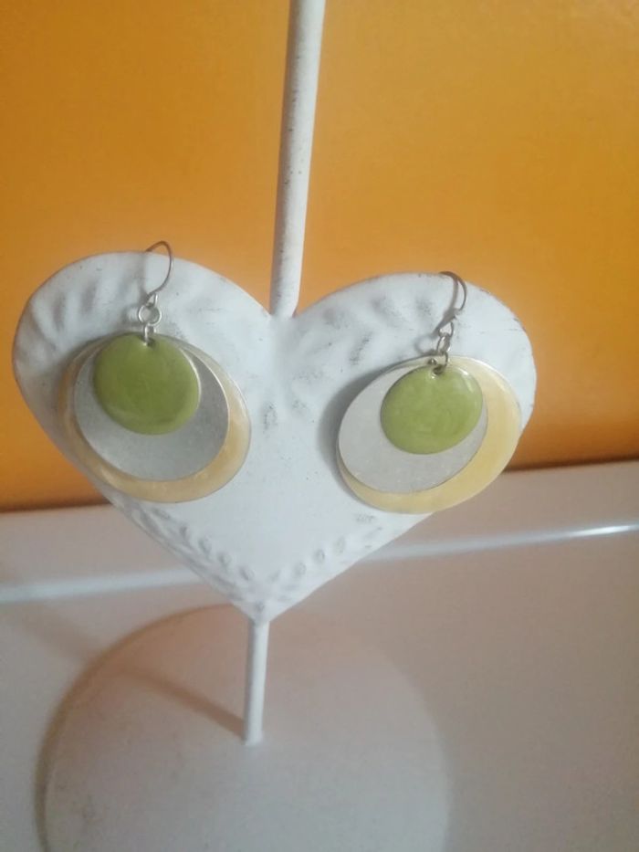 🌸Creoles mobiles jaunes , argentées, vertes "Emma & Chloe" 🌸